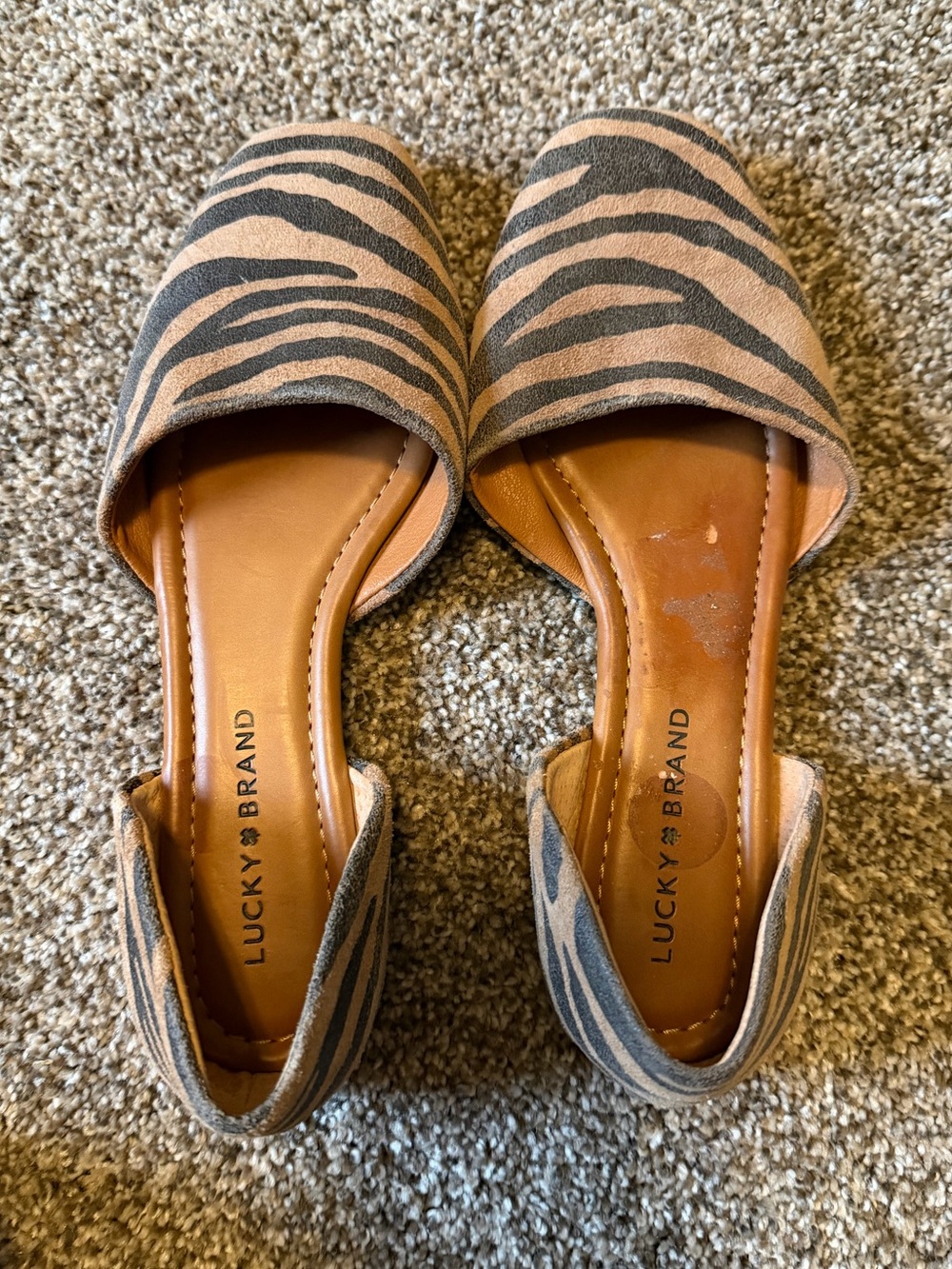 Lucky Brand Rowe Zebra Print D’Orsay Ballet Flats Size 8.5